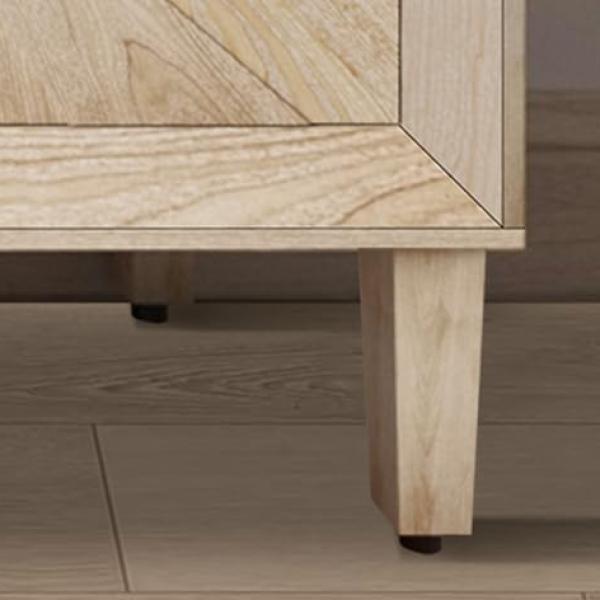 Rustic 60" Buffet Sideboard Cabinet with Storage, Farmhouse Credenza with Symmetrical Sunburst Doors, Modern Entryway or Living Room Storage Cabinet (Antique Natural)