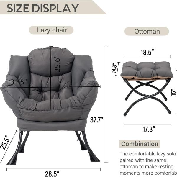 LITA Lazy Chair with Ottoman, Modern Accent