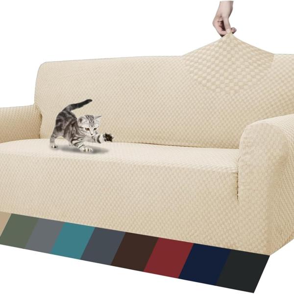 ZNSAYOTX 1 Piece Jacquard Couch Covers for 3 Cushion Couch Living Room High Stretch