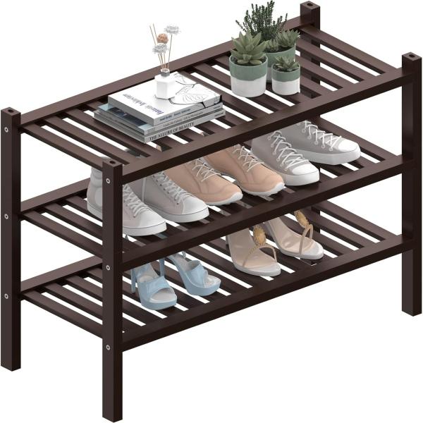 3 Tier (Thick) Bamboo Shoe Rack for Closet