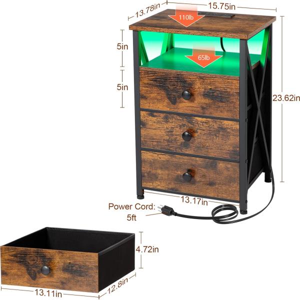 AMHANCIBLE Night Stand Set 2