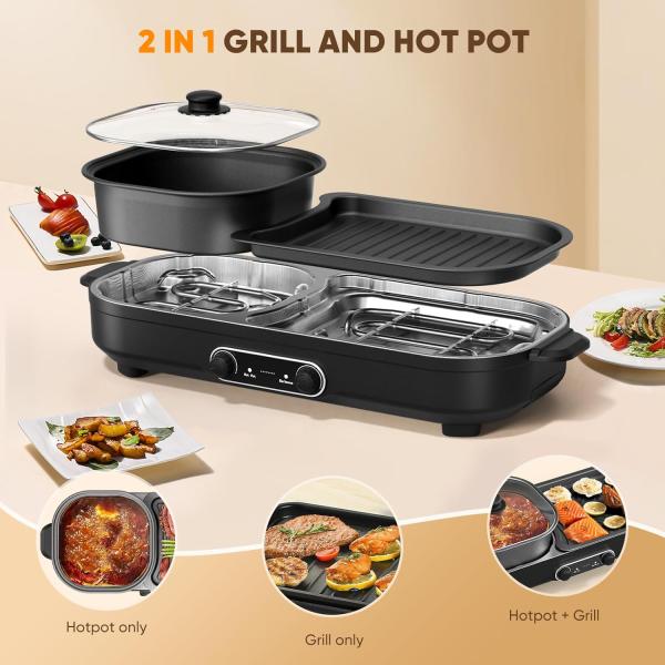 2 in 1 Hot Pot Electric with Grill