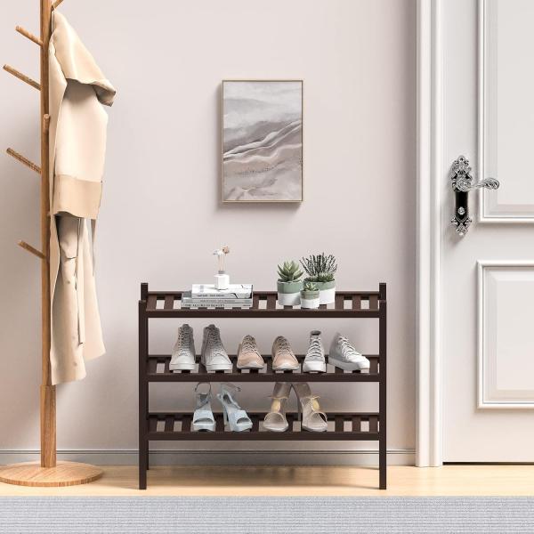 3 Tier (Thick) Bamboo Shoe Rack for Closet