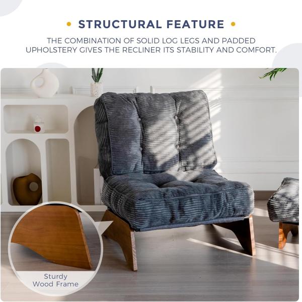 MAXYOYO Accent Chair with Ottoman Adjustable Backrest