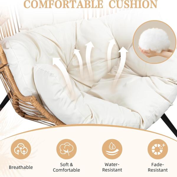 Vongrasig Wicker Egg Chair PE Rattan Chair with Cushion