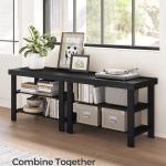 SONGMICS Shoe Rack Bench, 3-Tier Bamboo Shoe Storage Organizer, Entryway Bench