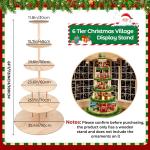 6 Tier 72 Inch Christmas Tree Village Stand Christmas Bookshelf Display Supply Large Xmas Ornament Displays Tree Stands Xmas Wooden Display Trees Stand for Holiday Displays(Circle)