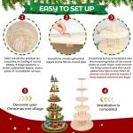 6 Tier 72 Inch Christmas Tree Village Stand Christmas Bookshelf Display Supply Large Xmas Ornament Displays Tree Stands Xmas Wooden Display Trees Stand for Holiday Displays(Circle)