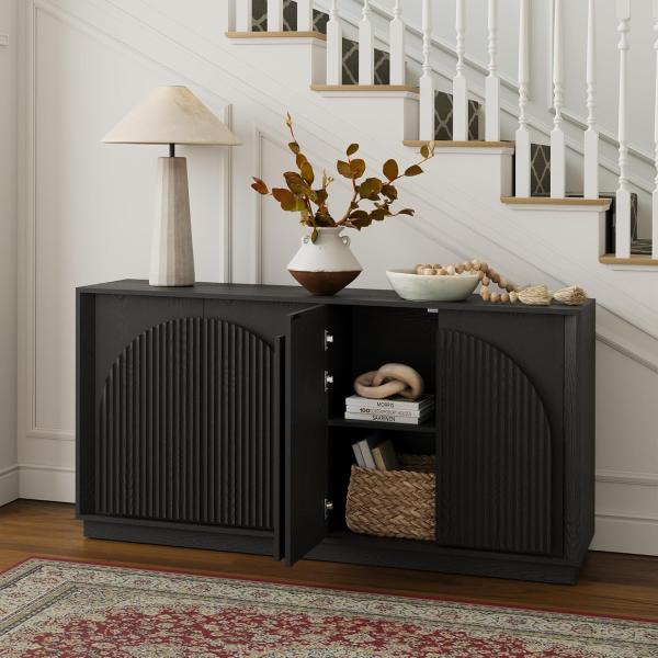 WIN2WIN 65" Fluted Sideboard Buffet Cabinet with Storage