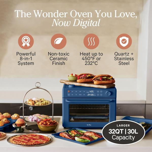 Our Place Large Wonder Oven | 6-in-1 Stainless Steel Air Fryer Toaster Oven Combo with Basket