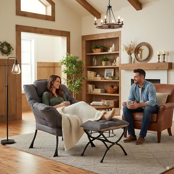 LITA Lazy Chair with Ottoman, Modern Accent