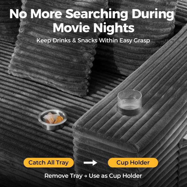 108” Cloud Sectional Couch in One Box, Compressed Modular Sectional Sofa with Deep Seat