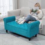 HOMCOM 50" Storage Ottoman Bench, Upholstered End of Bed Bench with Rolled