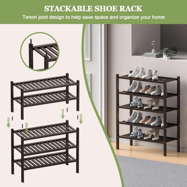 3 Tier (Thick) Bamboo Shoe Rack for Closet