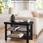 SONGMICS Shoe Rack Bench, 3-Tier Bamboo Shoe Storage Organizer, Entryway Bench