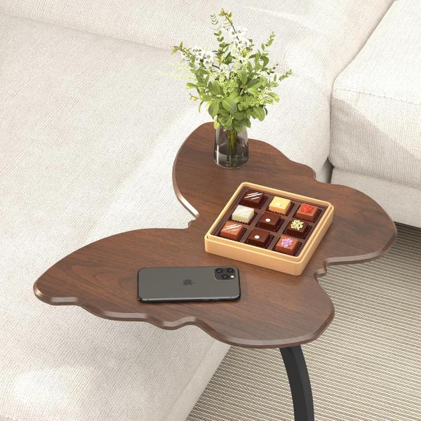 Shaped End Table, Unique Butterfly Side Table for Couch
