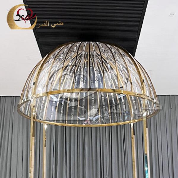 Luxury Wedding Furniture Crystal Top Stainless Steel Dining Table