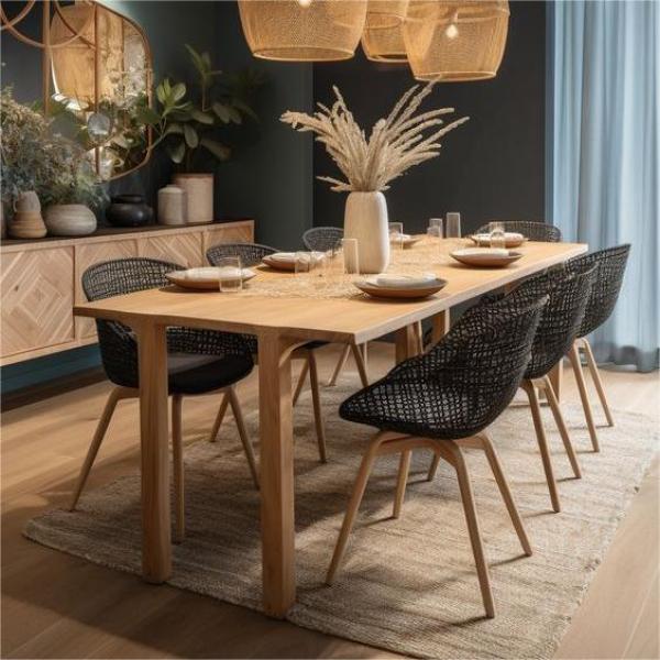 Fashion Industrial Live Walnut Natural Round Large Shape Rustic Top Edge Wood Coffee Dining Table Set