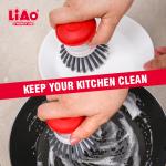 LIAO Round Hand Scrub Kitchen Brush with Soap Dispenser