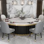 Modern 20-Person Capacity Commercial Hot Pot Table Large Hotel Dining Electric Rock Plate Turntable Box Extendable Metal Chair