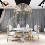 Luxury Wedding Furniture Crystal Top Stainless Steel Dining Table