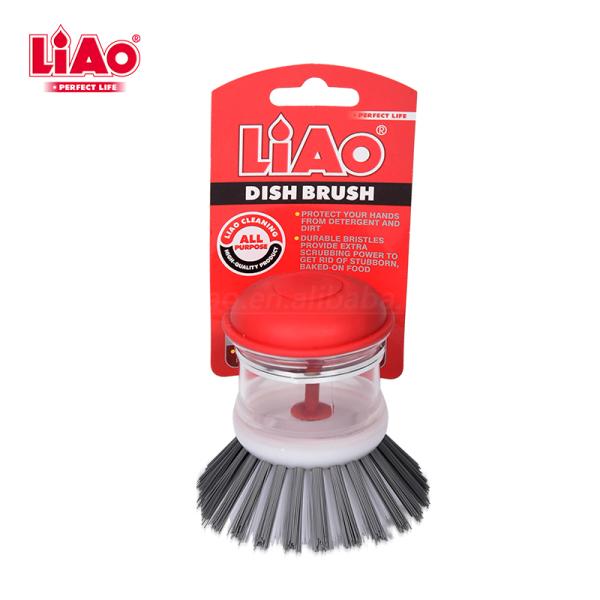 LIAO Round Hand Scrub Kitchen Brush with Soap Dispenser