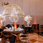 Luxury Wedding Furniture Crystal Top Stainless Steel Dining Table