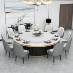 Modern 20-Person Capacity Commercial Hot Pot Table Large Hotel Dining Electric Rock Plate Turntable Box Extendable Metal Chair