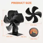 2 PCS Ventilateurs de Cheminée, 5 Lames Ventilateur de Poêle, 7 Pouces Brûleur à Bûches Ventilateur Feu Alimenté par Chaleur