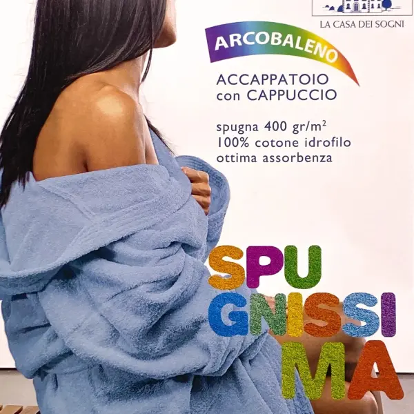 Accappatoio Caleffi Arcobaleno Spugna uomo donna taglia S M/L XL/XXL cotone 100%